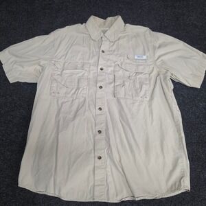 Guide Series Mens Tan Khaki Short Sleeve Fishing Shirt Ventilated Pockets L